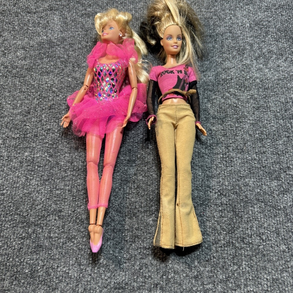 Barbie Doll Lot Of 2 Pre-owned Vintage Twirling Ballerina Rock N Roll Classic